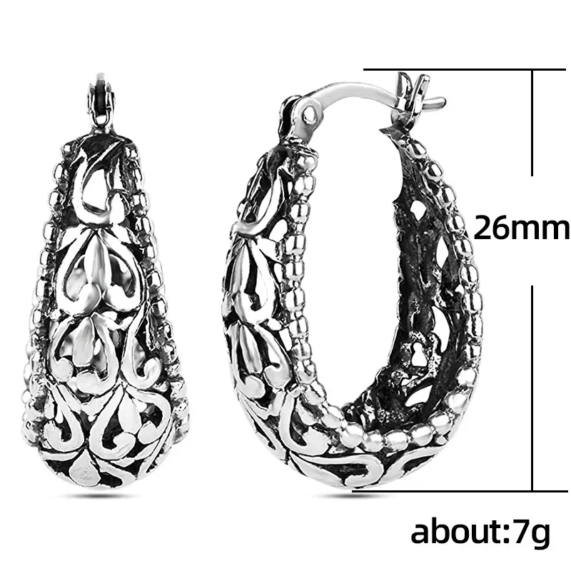 Huitan Silver Color Women Hoop Earring Hollow Out Design Anniversary Gift Earrings for Mom Timeless Style Female Classic Jewelry