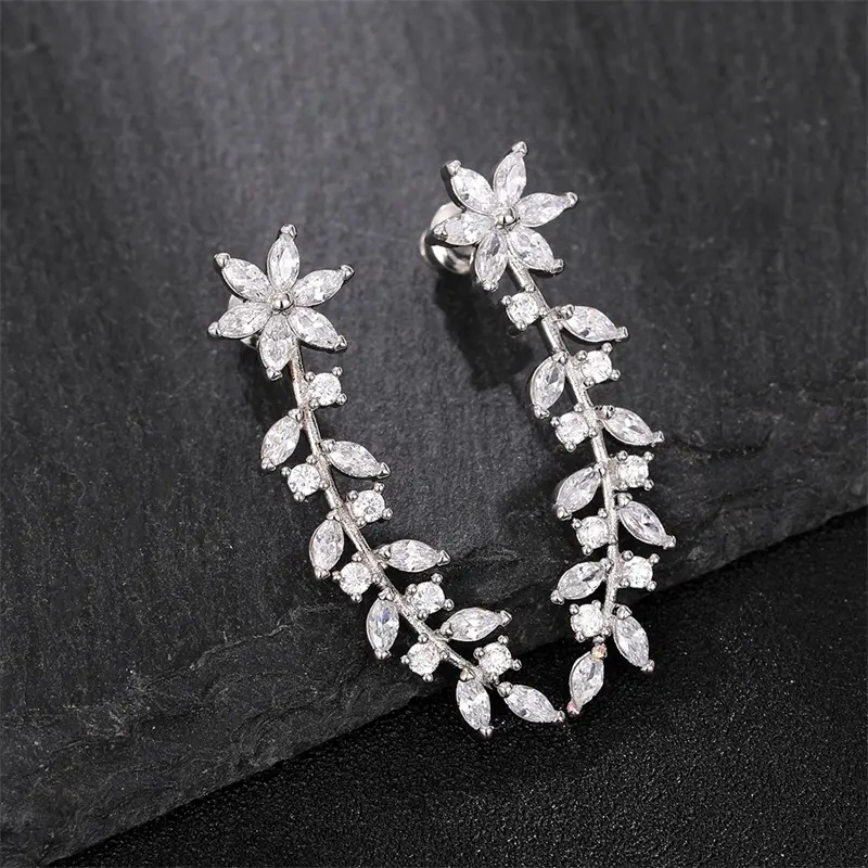 Huitan Trendy Flower Earrings for Women Full Paved Sparkling Cubic Zirconia Temperament Sweet Ear Accessories Fancy Gift Jewelry