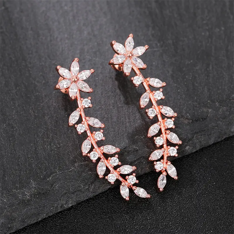 Huitan Trendy Flower Earrings for Women Full Paved Sparkling Cubic Zirconia Temperament Sweet Ear Accessories Fancy Gift Jewelry