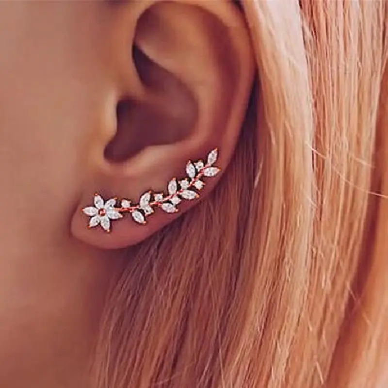 Huitan Trendy Flower Earrings for Women Full Paved Sparkling Cubic Zirconia Temperament Sweet Ear Accessories Fancy Gift Jewelry