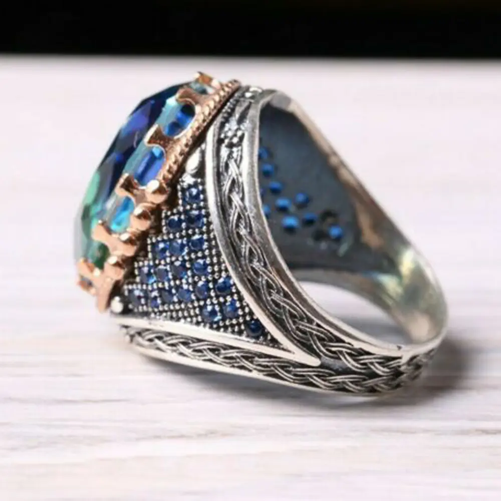 Huitan Trendy Two Tone Design Gorgeous Women Rings for Party  Oval Cubic Zirconia Graceful Wedding Anniversary Gift Female Rings