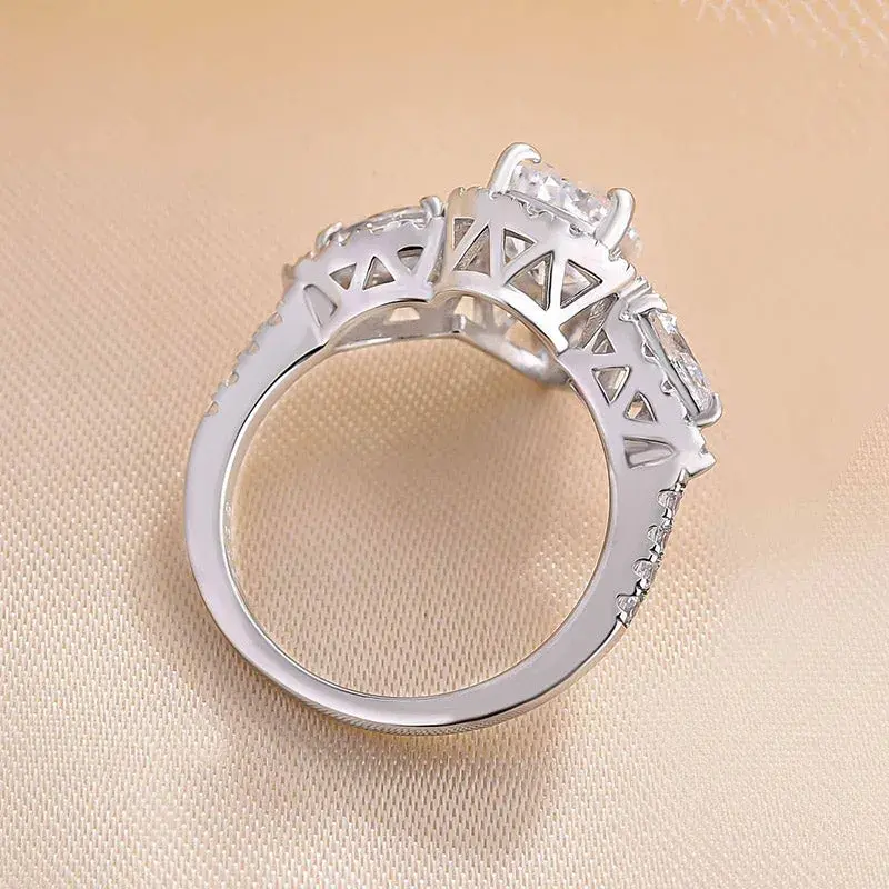Huitan Gorgeous Waterdrop Cubic Zirconia Women Rings for Wedding Luxury Silver Color Temperament Female Accessory Modern Jewelry