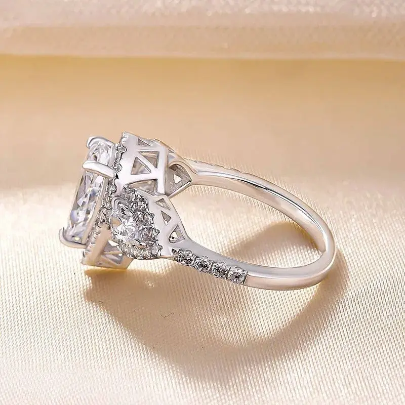 Huitan Gorgeous Waterdrop Cubic Zirconia Women Rings for Wedding Luxury Silver Color Temperament Female Accessory Modern Jewelry