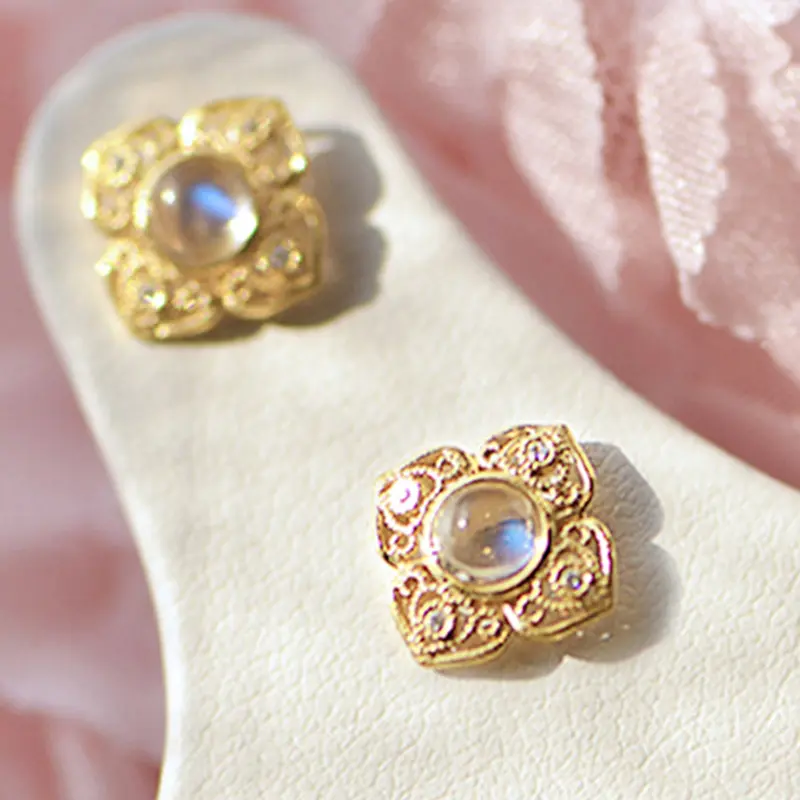 Huitan Classic Elegance Imitation Moonstone Stud Earrings for Lady Stylish Wedding Party Holiday Statement  Accessories Jewelry
