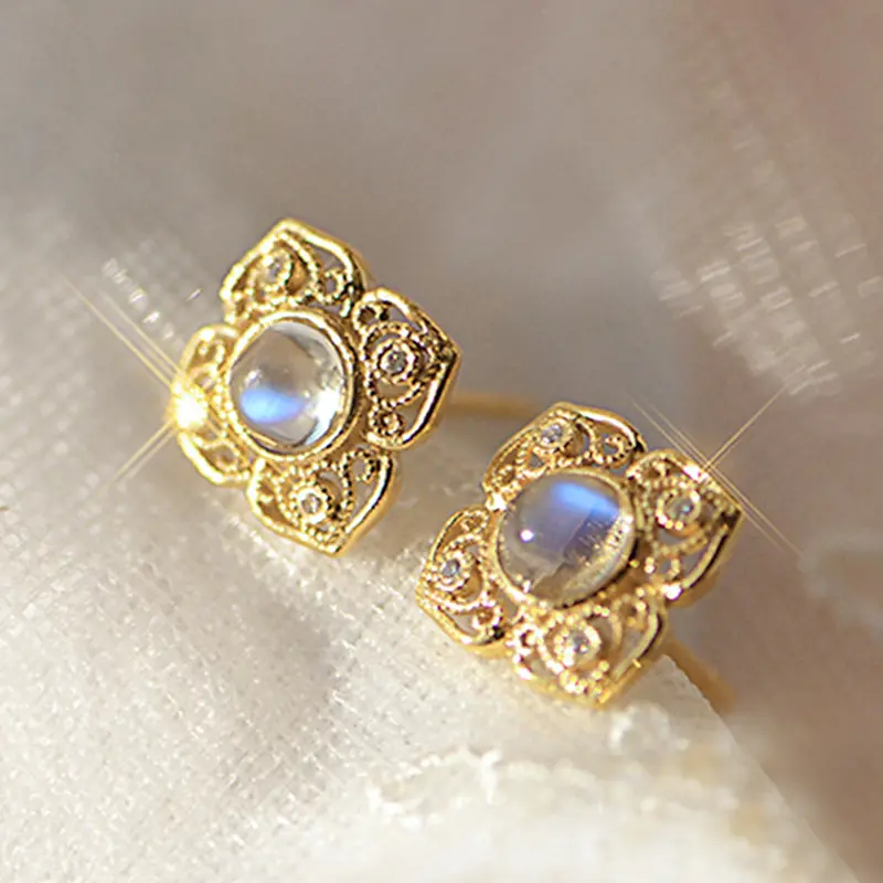 Huitan Classic Elegance Imitation Moonstone Stud Earrings for Lady Stylish Wedding Party Holiday Statement  Accessories Jewelry