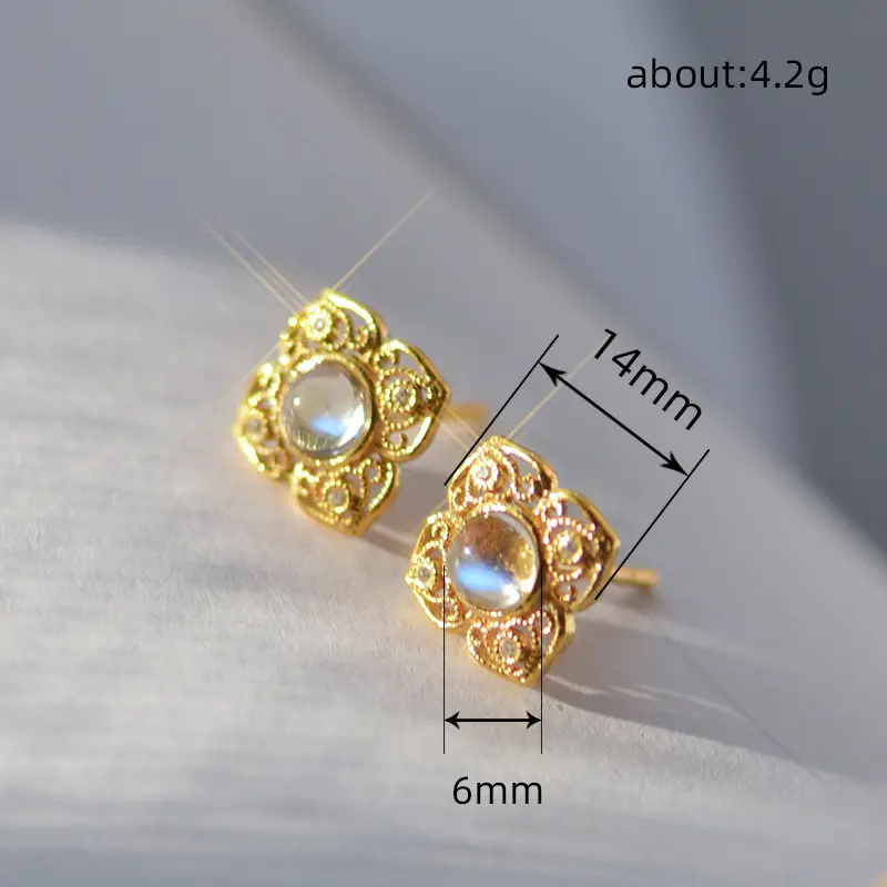Huitan Classic Elegance Imitation Moonstone Stud Earrings for Lady Stylish Wedding Party Holiday Statement  Accessories Jewelry