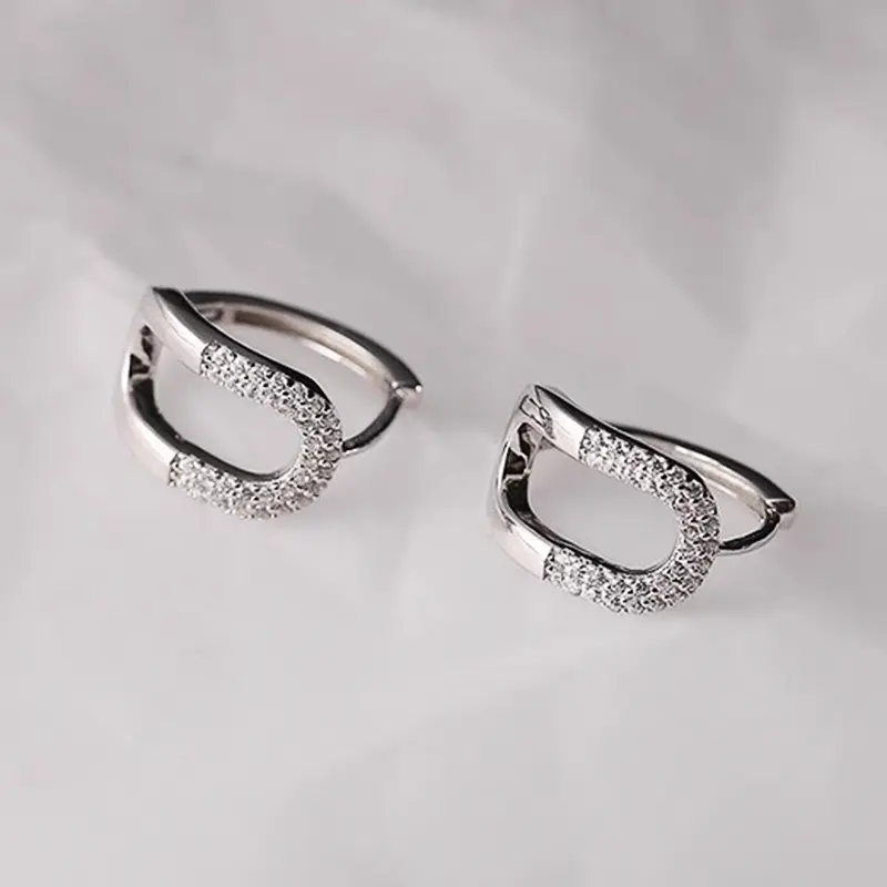 Huitan Curved Oval Shaped Hoop Earrings for Women Fashion Contracted Design Modern Girls Earrings Daily Wear Statement Jewelry