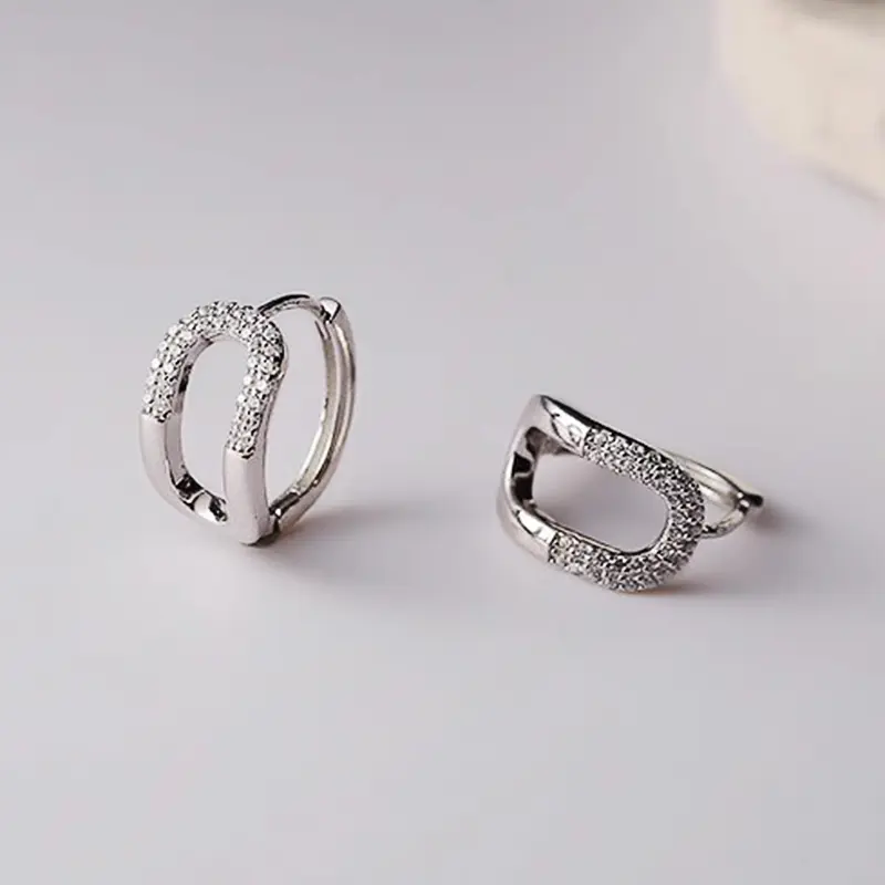 Huitan Curved Oval Shaped Hoop Earrings for Women Fashion Contracted Design Modern Girls Earrings Daily Wear Statement Jewelry