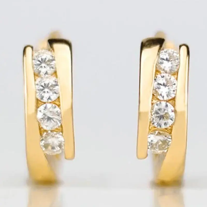 Huitan Temperament Women's Circle Earrings Gold Color Low-key Daily Wearable Versatile Hoop Earrings for Female Classic Jewelry