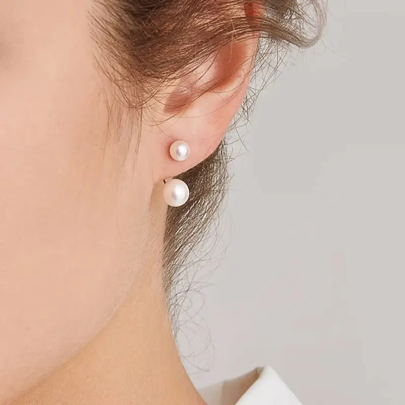 Huitan Minimalist Imitation Pearl Earrings Women Silver Color Fashion Versatile Female Earrings Daily Wear Elegant Girls Jewelry