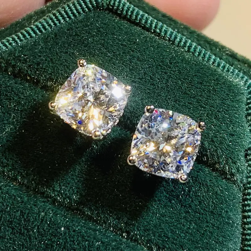 Huitan Cushion-shape Cubic Zirconia Stud Earrings High Quality Silver Color Noble Women's Accessories Timeless Classic Jewelry