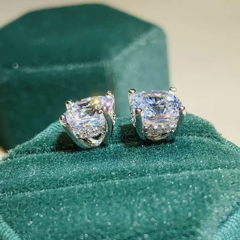 Huitan Cushion-shape Cubic Zirconia Stud Earrings High Quality Silver Color Noble Women's Accessories Timeless Classic Jewelry