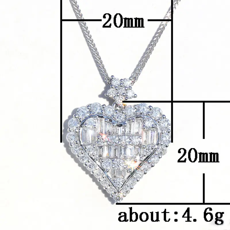 Huitan Heart Cubic Zirconia Charm Women Necklace Love Birthday Gift Formal Occasion Party Dazzling Pendant Necklace Jewelry