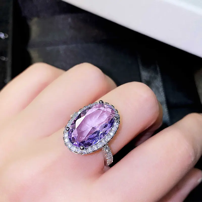 Huitan Vintage Purple Cubic Zirconia Women's Rings Retro Party Brilliant Accessories Luxury Female Ring Anniversary Gift Jewelry