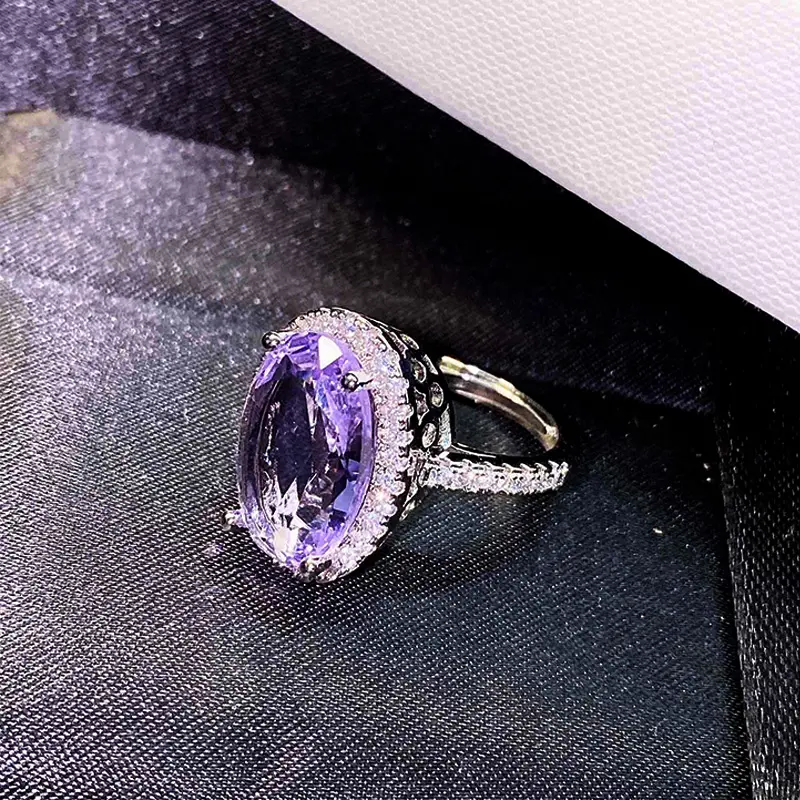 Huitan Vintage Purple Cubic Zirconia Women's Rings Retro Party Brilliant Accessories Luxury Female Ring Anniversary Gift Jewelry
