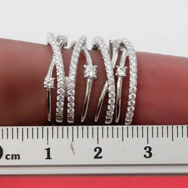 Huitan Gorgeous Wide Ring Female Luxury Fashion Party Jewelry with Brilliant Cubic Zirconia Silver Color Finger Accessories Gift