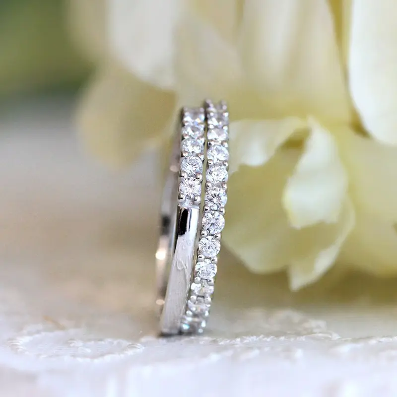 Huitan 3Pcs Set Women Rings Full Round Cubic Zirconia Bling Bling Wedding Engagement Ceremony Party Bridal Rings Fashion Jewelry