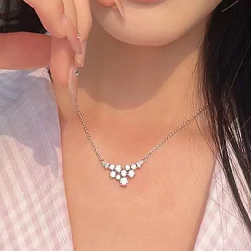Huitan Multi Cubic Zirconia Pendant Necklace Women New Trendy Engagement Wedding Necklaces Silver Color Luxury Jewelry Drop Ship