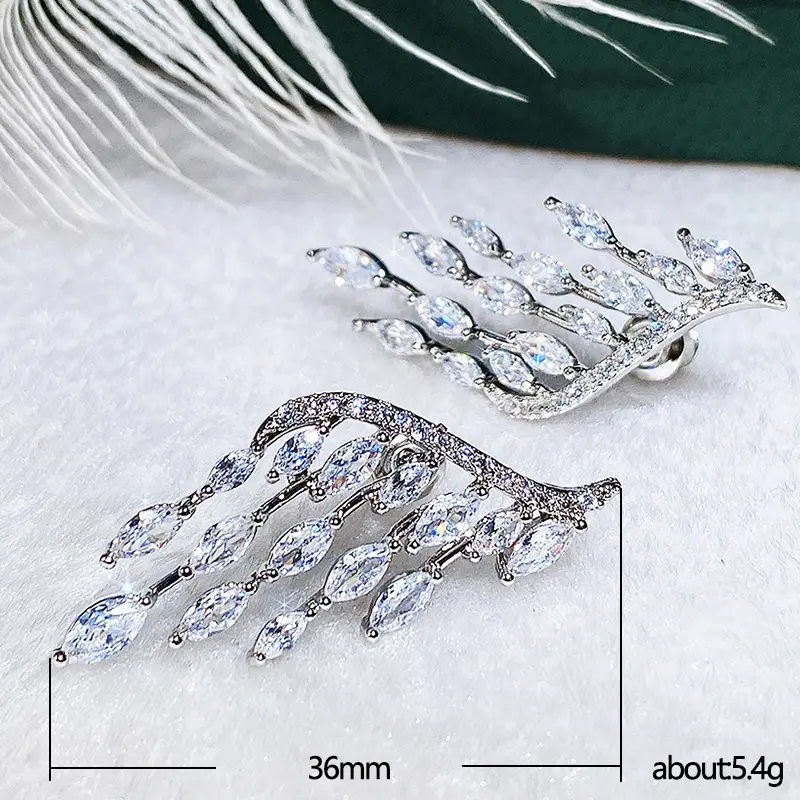 Huitan Fashion Angel Wings Earrings Women Engagement Wedding Luxury Accessories Aesthetic Earrings Female Gift Statement Jewelry