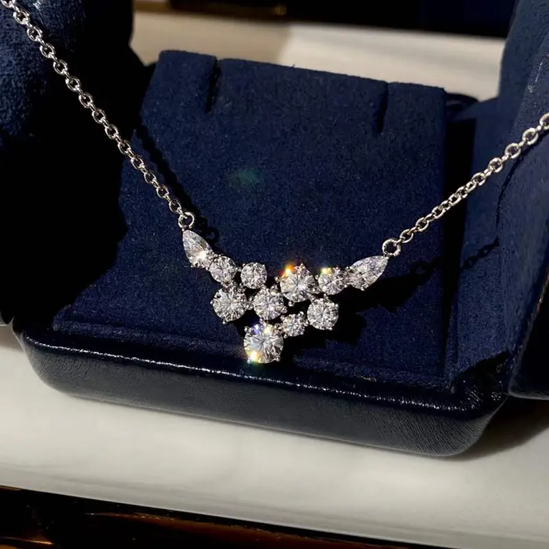 Huitan Multi Cubic Zirconia Pendant Necklace Women New Trendy Engagement Wedding Necklaces Silver Color Luxury Jewelry Drop Ship