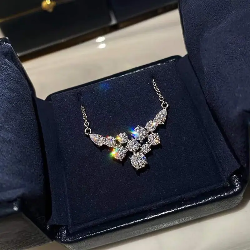 Huitan Multi Cubic Zirconia Pendant Necklace Women New Trendy Engagement Wedding Necklaces Silver Color Luxury Jewelry Drop Ship