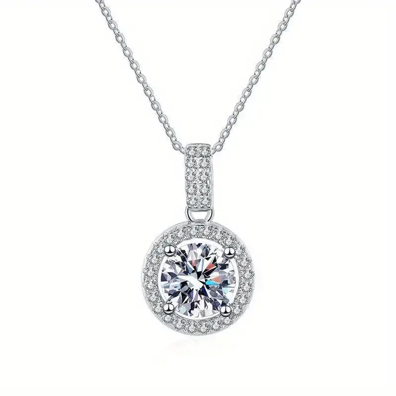 Huitan Classic Design Crystal Cubic Zirconia Pendant Necklace Women for Wedding Engagement Luxury Accessories Eternity Jewelry