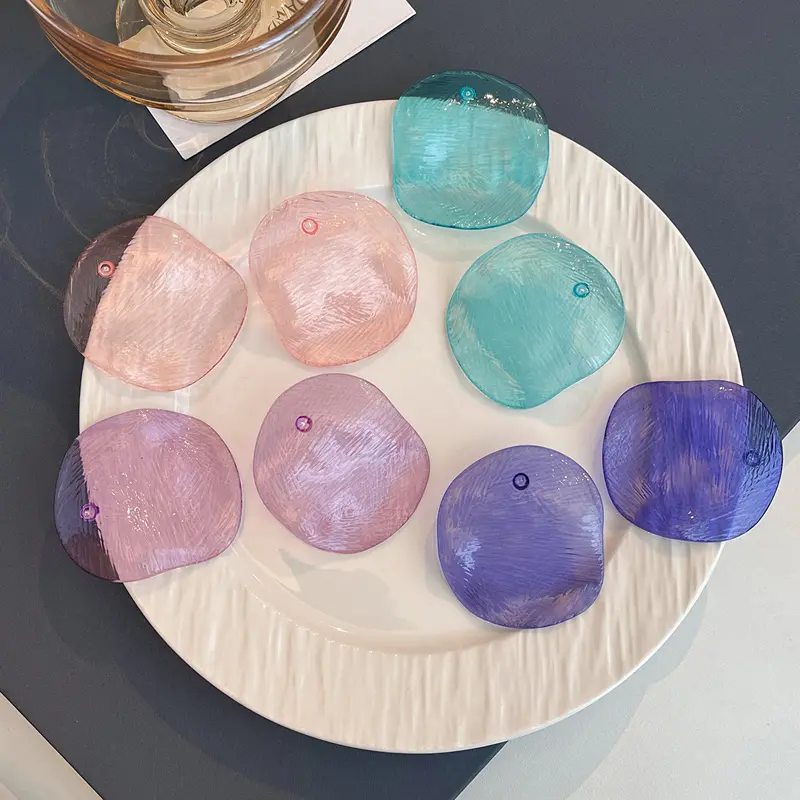 Korean Colorful Acrylic Round Irregular Stud Earrings for Women Exaggerated Transparent Large Circle Geometric Earrings Jewelry