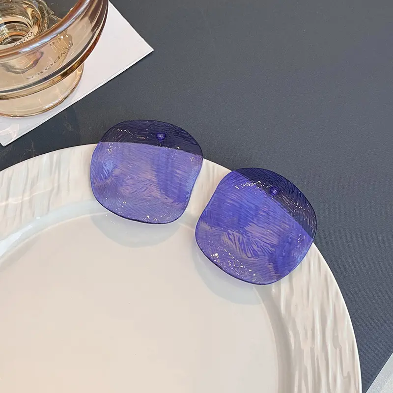 Korean Colorful Acrylic Round Irregular Stud Earrings for Women Exaggerated Transparent Large Circle Geometric Earrings Jewelry