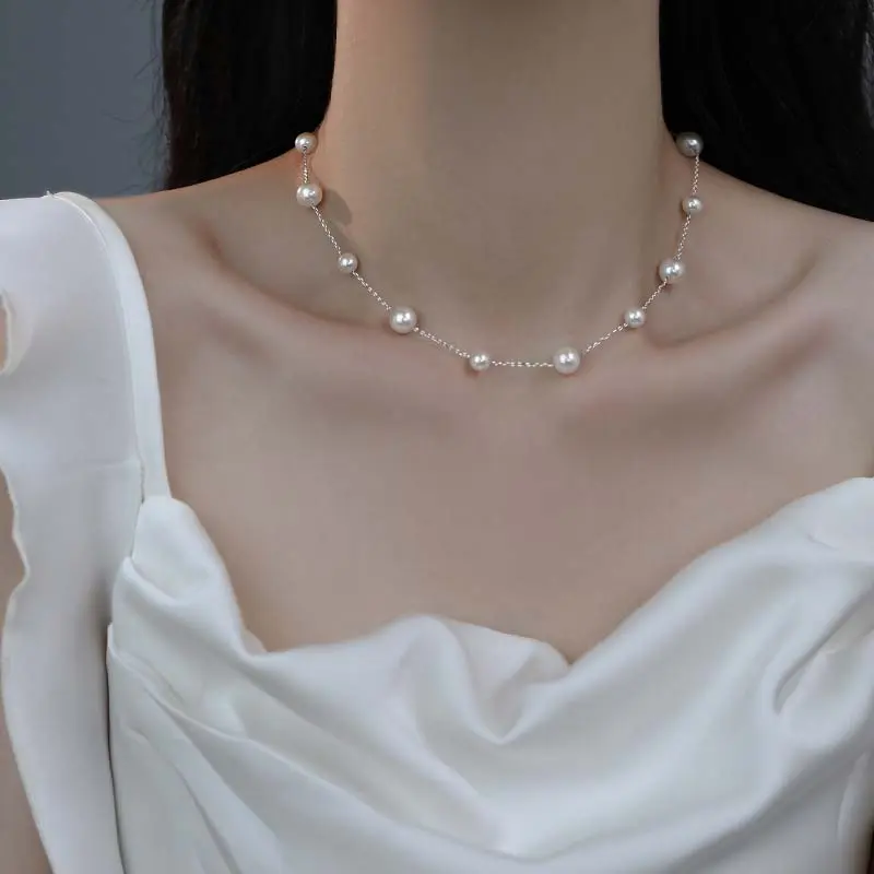 2025 New Fashion Imitation Pearl Tassel Pendant Necklace For Women Elegant Simple Y Shaped Long Chain Necklace Jewelry