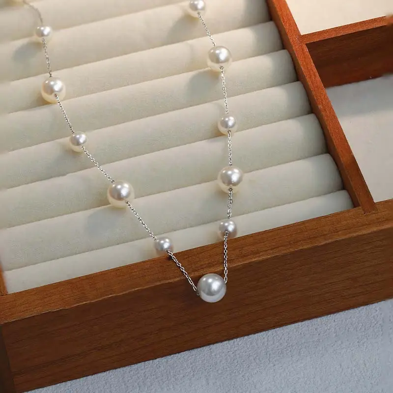 2025 New Fashion Imitation Pearl Tassel Pendant Necklace For Women Elegant Simple Y Shaped Long Chain Necklace Jewelry