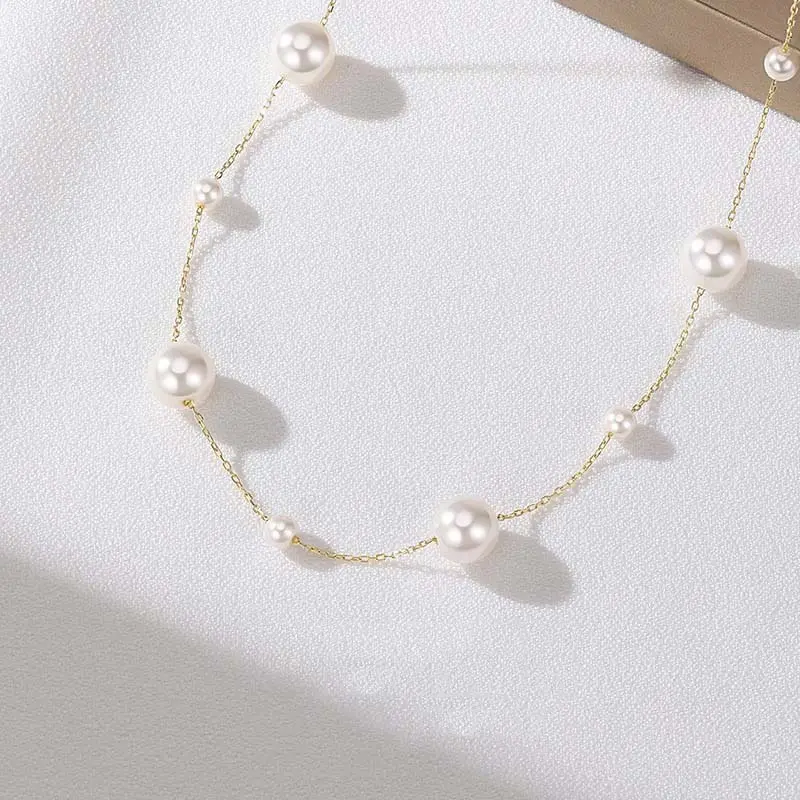 2025 New Fashion Imitation Pearl Tassel Pendant Necklace For Women Elegant Simple Y Shaped Long Chain Necklace Jewelry