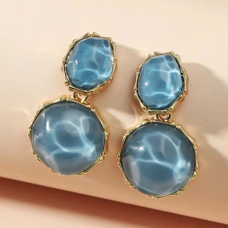 Fashion Green Crystal Oval Dangle Earrings for Women Girls Elegant Resin Acrylic Round Geometric Earrings Jewelry Accessories
