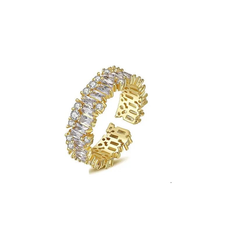 Luxury Shiny Cubic Zirconia Open Rings for Women Fashion Classic Gold Color Pearl Bow Adjustable Rings Wedding Party Jewelry