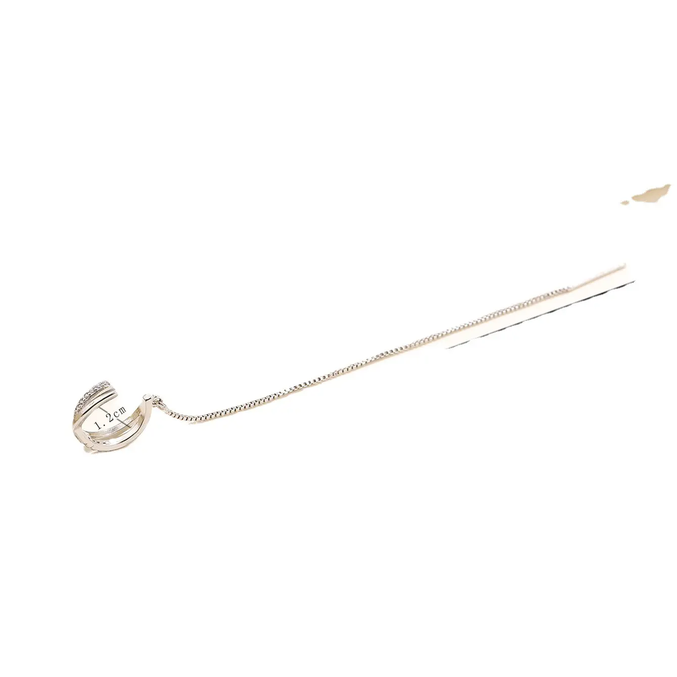 Korean Silver Color Cross Clip Earrings Chain Tassel Line for Women Two-Wear Fashion Geometric Creative Design Jewelry Gift