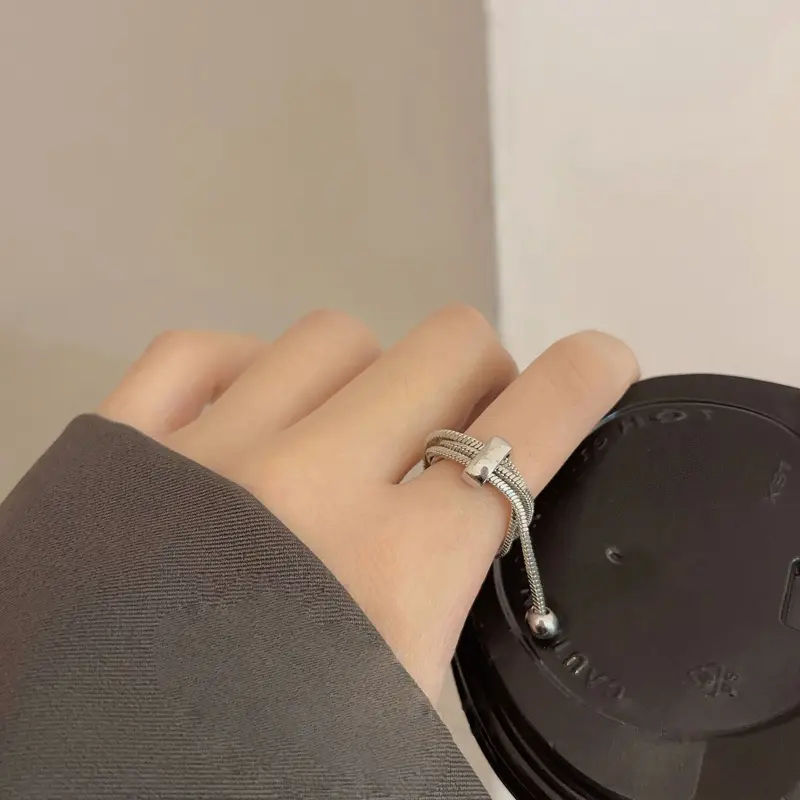Korean Multi-Layer Snake Bone Pull-Out Ring for Women Unique Metal Adjustable Index Finger Stacking Rings Fashion Jewelry Gifts