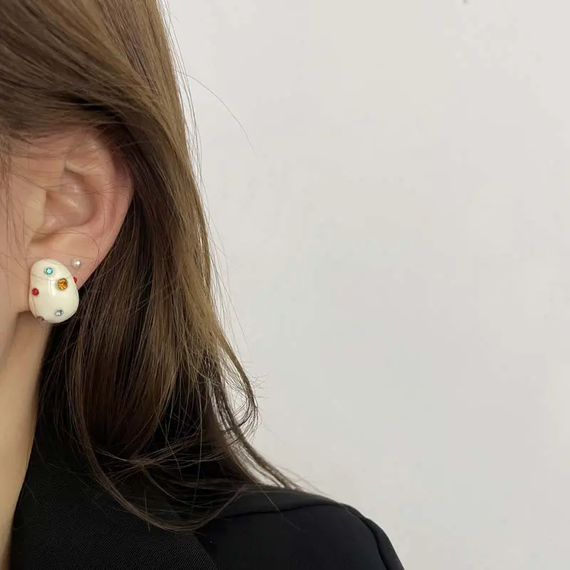 Fashion Colorful Zircon Water Droplet Earrings For Women Exquisite White Oil Dripping Irregular Earrings Jewelry Brincos Gift