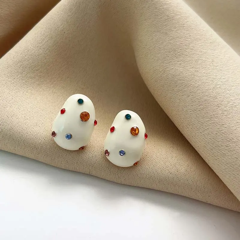 Fashion Colorful Zircon Water Droplet Earrings For Women Exquisite White Oil Dripping Irregular Earrings Jewelry Brincos Gift