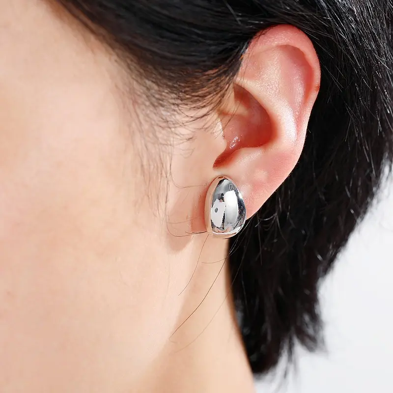 Fashion Gold Color Water Droplet Shaped Ear Clip For Women Simple Metal  Smooth No Piercings Fake Cartilage Ear Cuff Jewelry