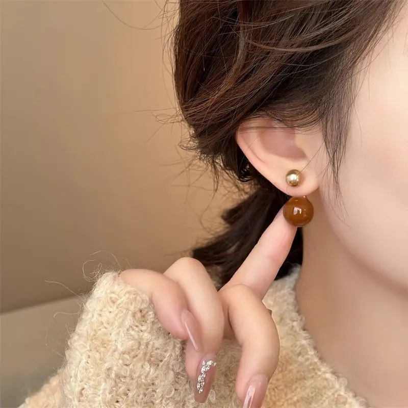 2025 New Design Features Front and Rear Contrasting Round Bead Pendants Earrings For Women Unusual Jewelry Accessories For Girls