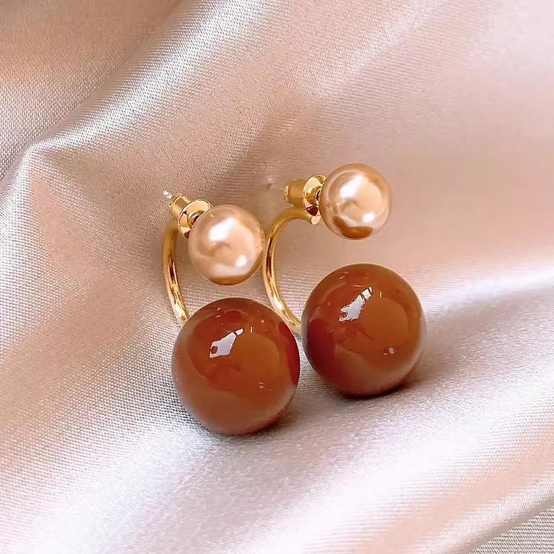 2025 New Design Features Front and Rear Contrasting Round Bead Pendants Earrings For Women Unusual Jewelry Accessories For Girls