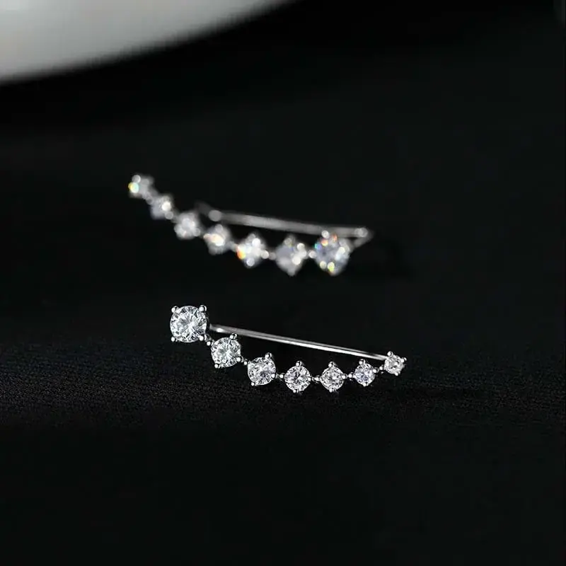 Fashion Silver Color Star U Shape Stud Earring For Women Girls Exquisite Shiny Zircon Climbers Earrings Jewelry Wholesale Gift