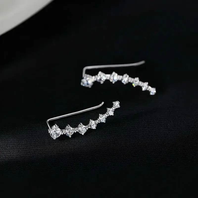 Fashion Silver Color Star U Shape Stud Earring For Women Girls Exquisite Shiny Zircon Climbers Earrings Jewelry Wholesale Gift