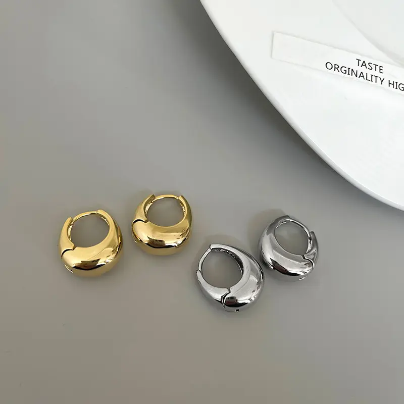 Classic Frosted Metal Droplet Shaped Hoop Earrings for Women Temperament Simple Gold Color Earrings Fashion Wedding Jewelry Gift