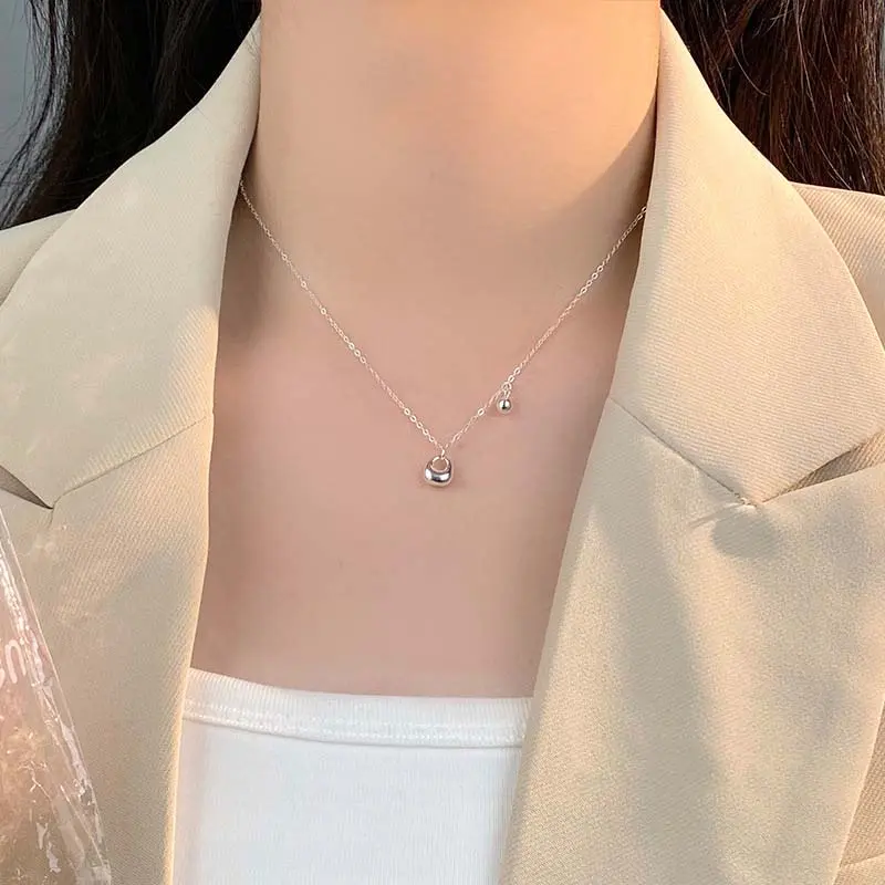 Fashion Cute Silver Color Lucky Bag Ball Pendant Necklace for Women Adjustable Elegant Clavicular Chain Accessories Jewelry Gift