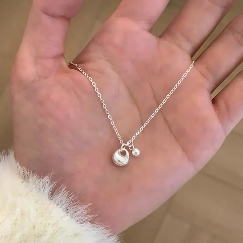 Fashion Cute Silver Color Lucky Bag Ball Pendant Necklace for Women Adjustable Elegant Clavicular Chain Accessories Jewelry Gift