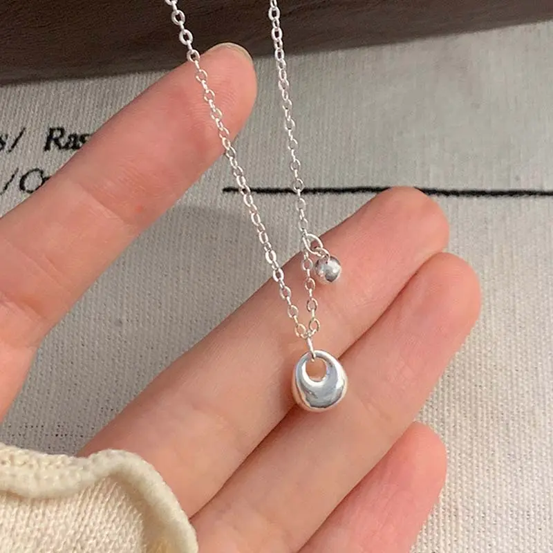 Fashion Cute Silver Color Lucky Bag Ball Pendant Necklace for Women Adjustable Elegant Clavicular Chain Accessories Jewelry Gift