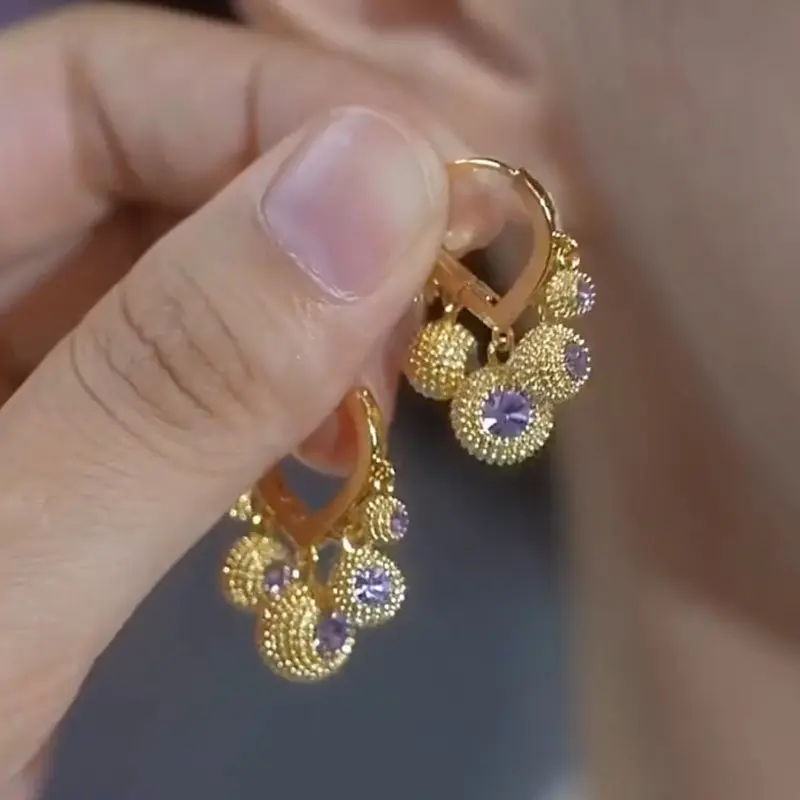 Exquisite Green Zircon Ball Tassel Pendant Earrings For Women Luxury Crystal Durian Dangle Earrings Jewelry Birthday Gifts