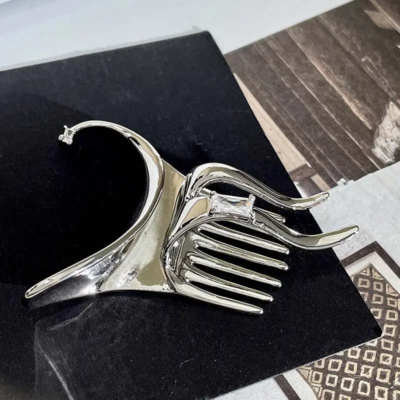 Punk Metal Irregular Alien Wing Ear Cuff for Women Gothic Hip Hop Silver Color No Piercing Elf Ear Clip Y2K Harajuku Jewelry