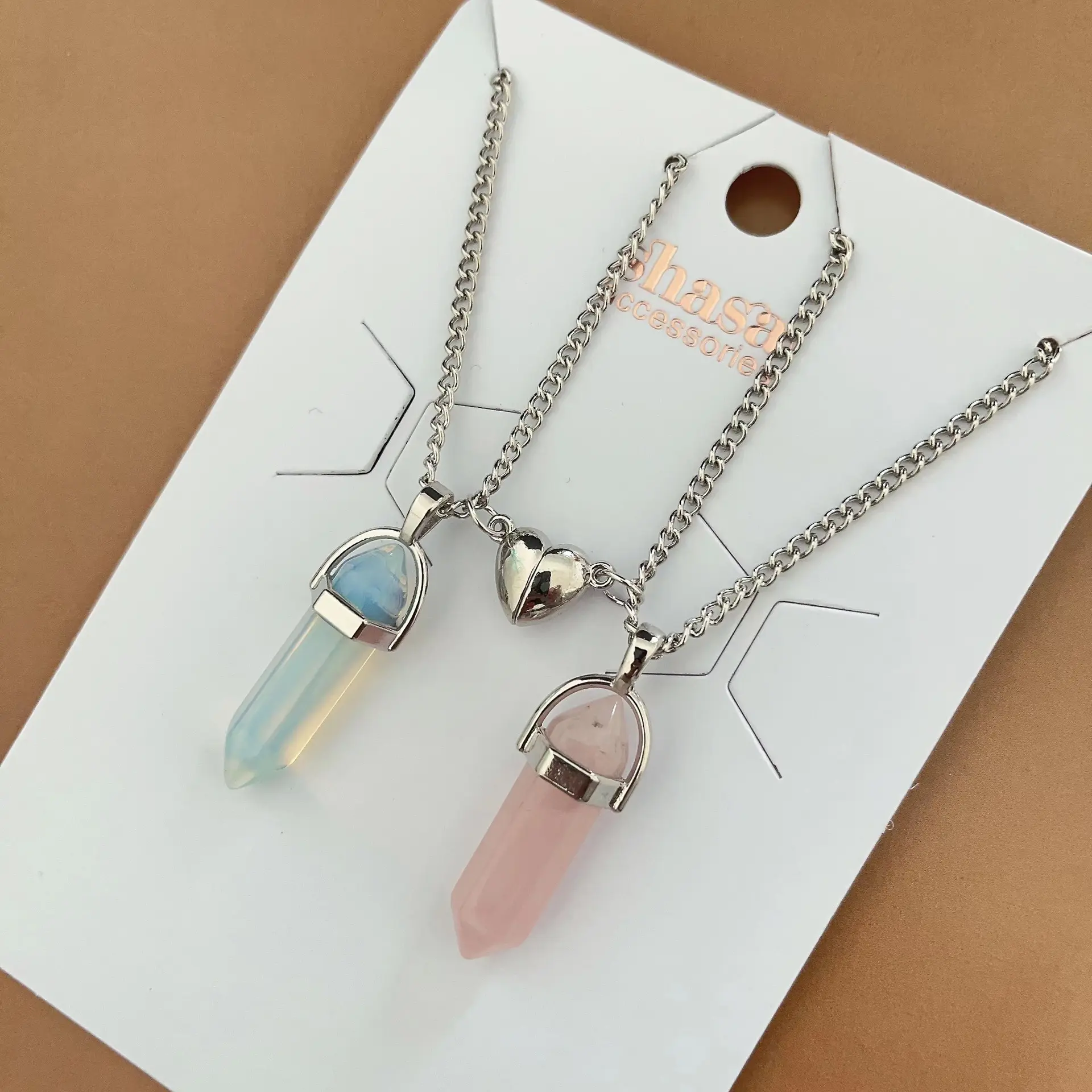 Colorful Geometric Hexagon Crystal Pendant Necklace for Couples Fashion Matching Jewelry Gift for Friends And Lovers