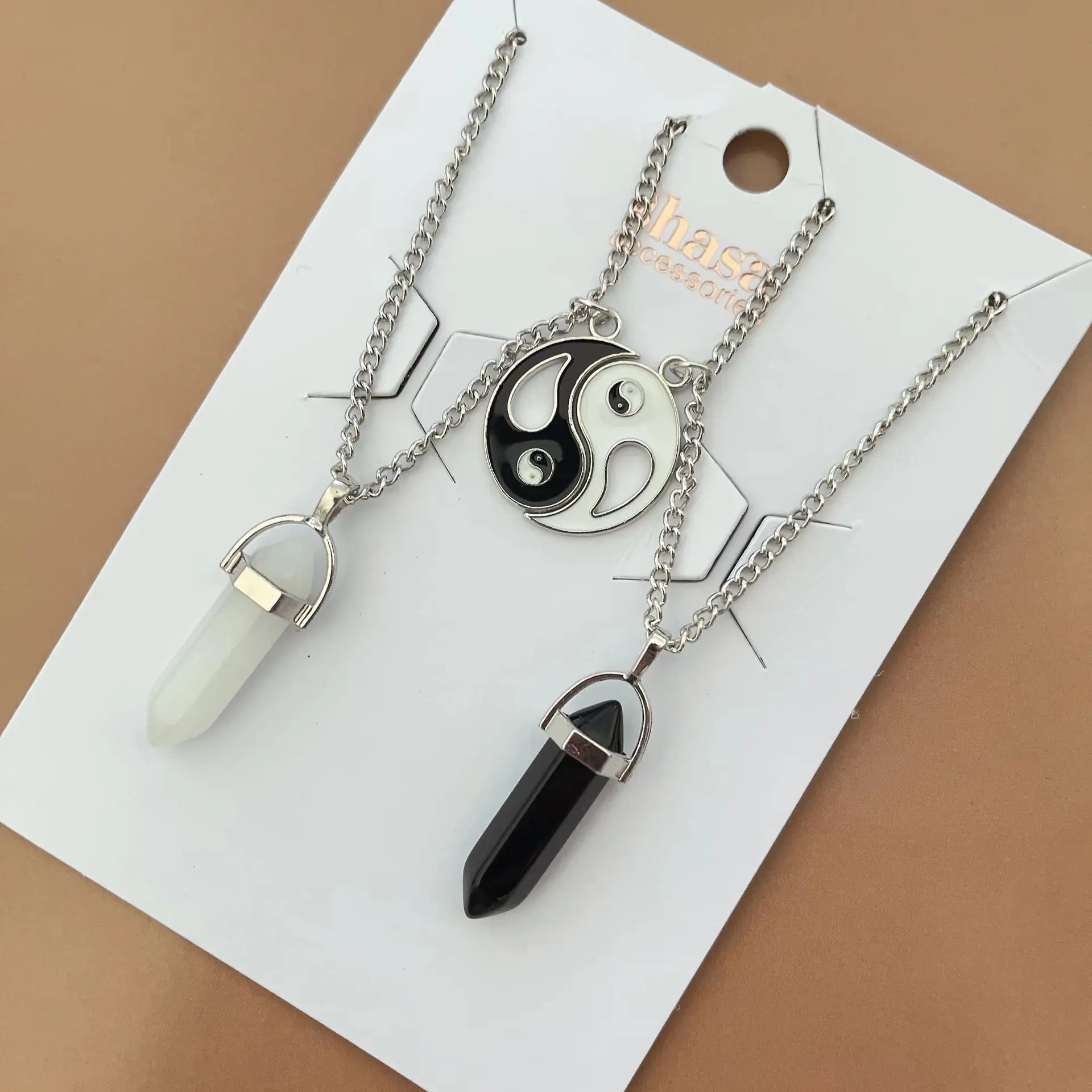 Colorful Geometric Hexagon Crystal Pendant Necklace for Couples Fashion Matching Jewelry Gift for Friends And Lovers
